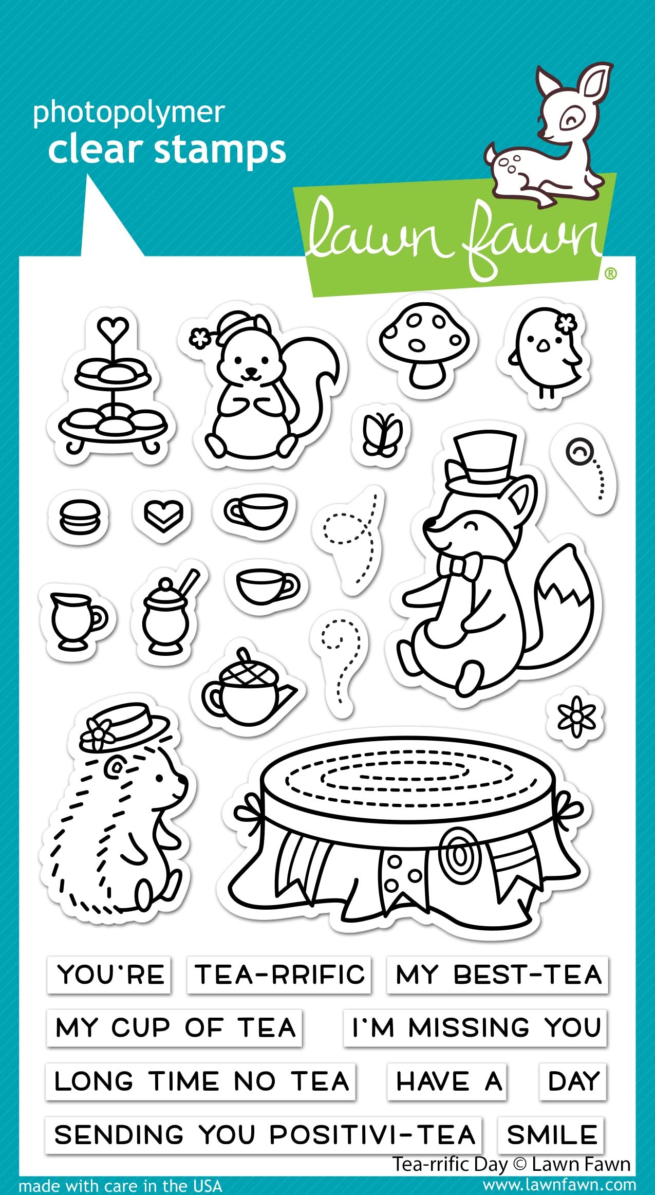 Lawn Fawn Tea-Rrific Day tampons transparents pour invitations tea party