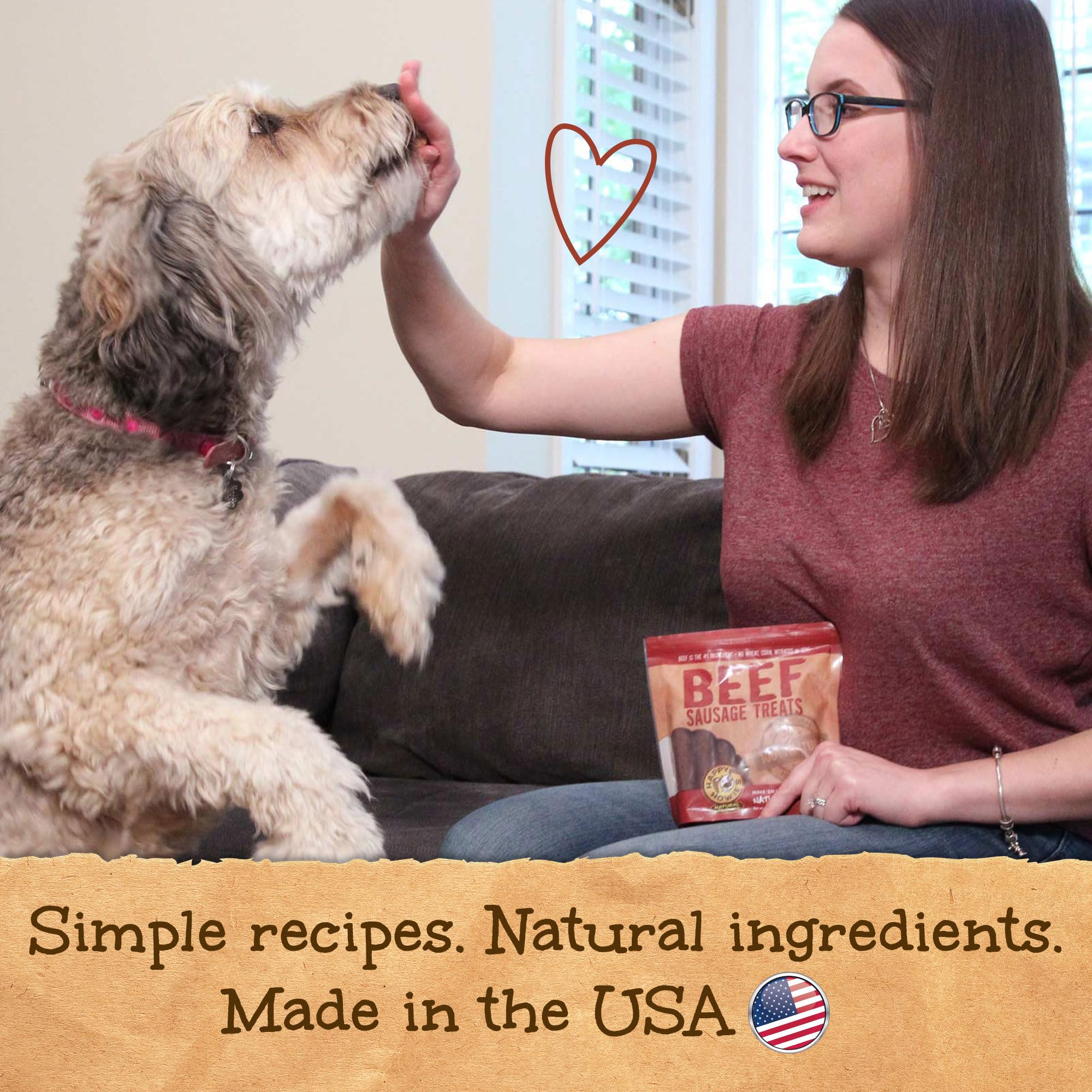 Friandises Pour Chien à L'Agneau HAPPET - Saucisses 80% Agneau - Sans Céréales - Pour Chiens Sensibles Ou Difficiles - Récompense Entraînement - 12