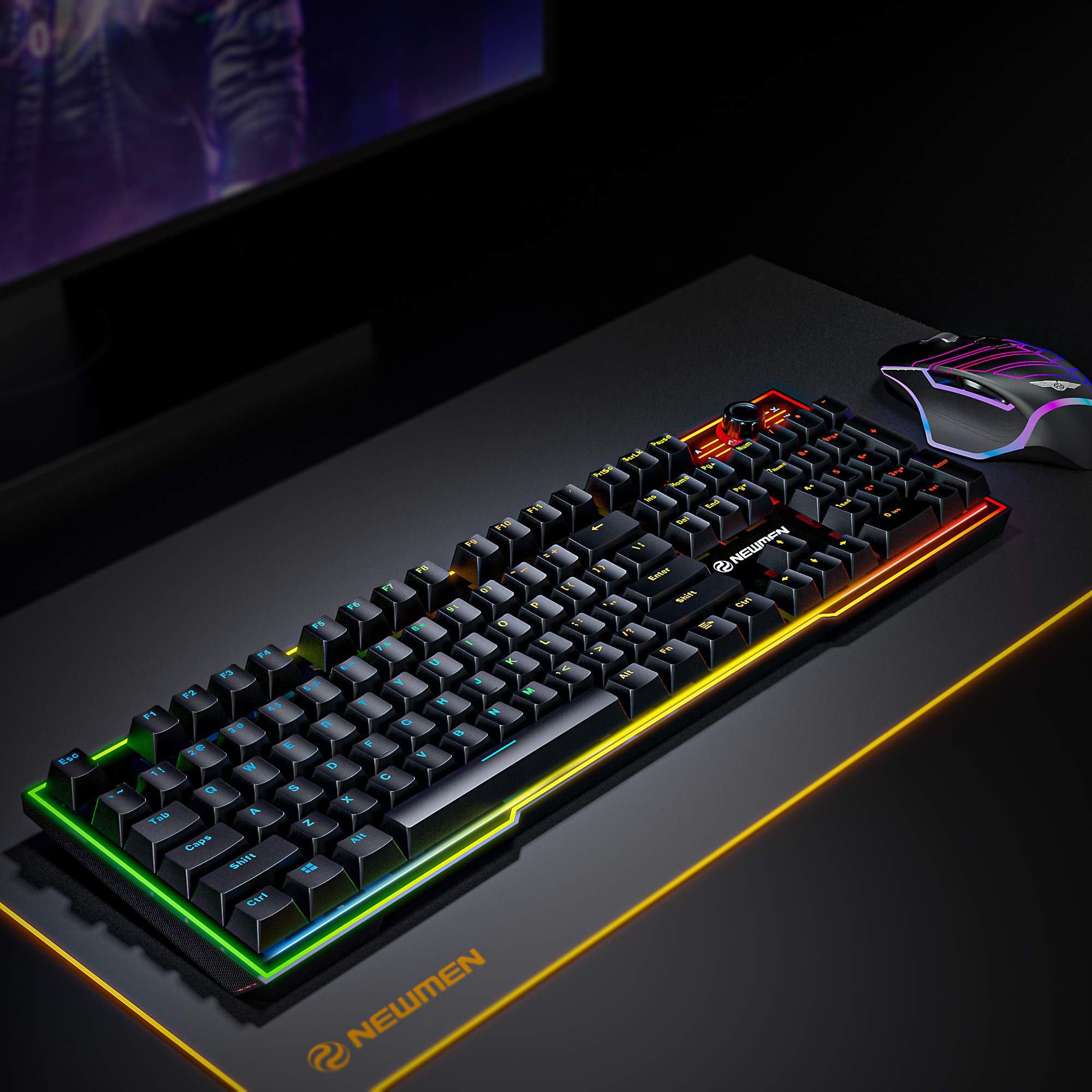 [セット] カスタムゲーミングキーボード Amazon | Newmen GM711 ゲーミングキーボード フルサイズ RGB バック