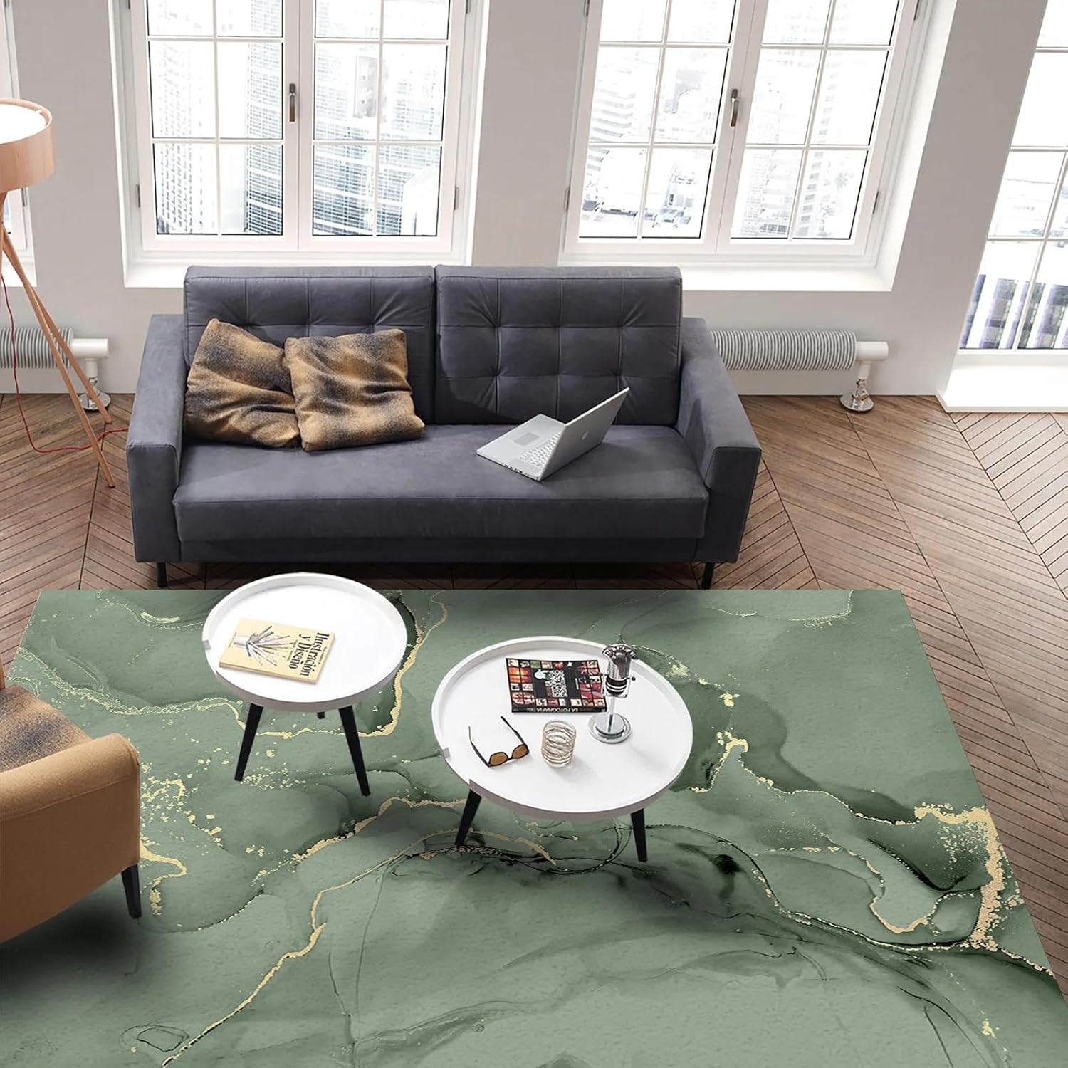 Sage Green Marble Lines Living Room Carpet Coffee Table Area Rug Study Bedroom Bedside Home Decor Large Rug Floor Mat 80x120cm