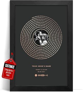 VICILO Custom Song Lyrics Poster Canvas Wall Art Couples Wedding Music Vinyl Record Cool Gifts For Boyfriend Girlfriend Lovers Couple Shadow Print