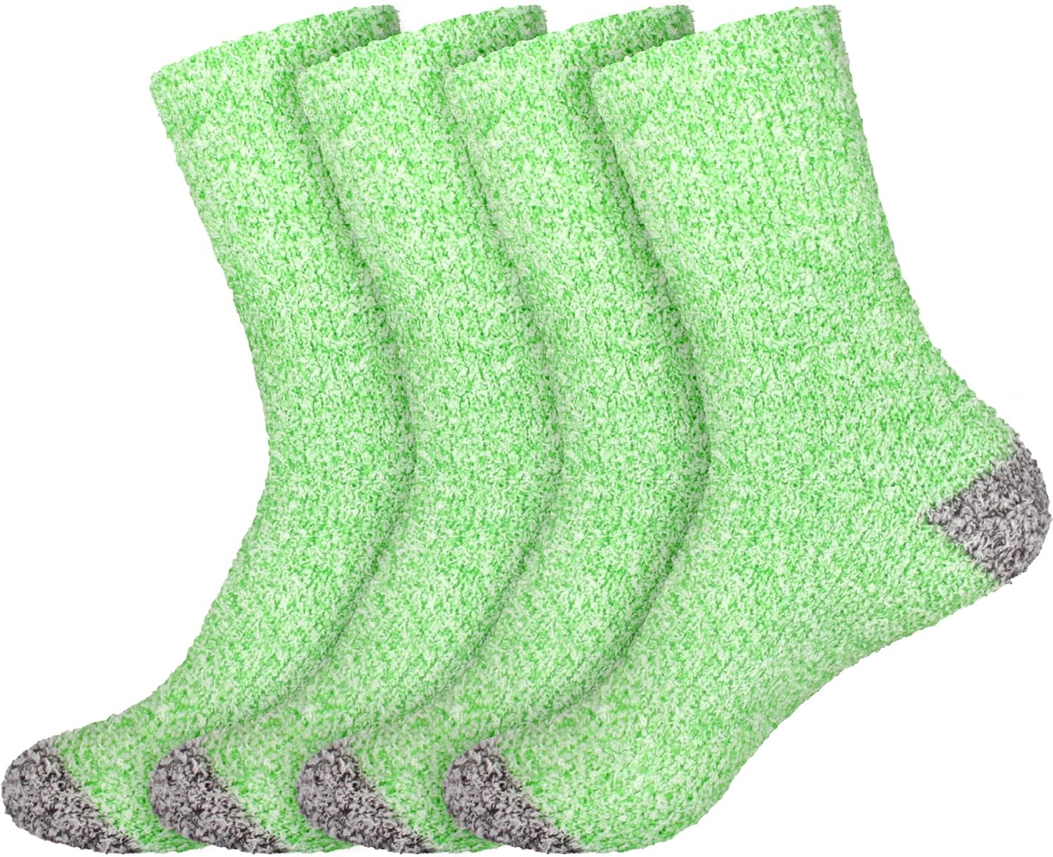 BambooMN Women's Soft Fuzzy Warm Cozy Striped Solid Socks - 4 Pair Value Packs