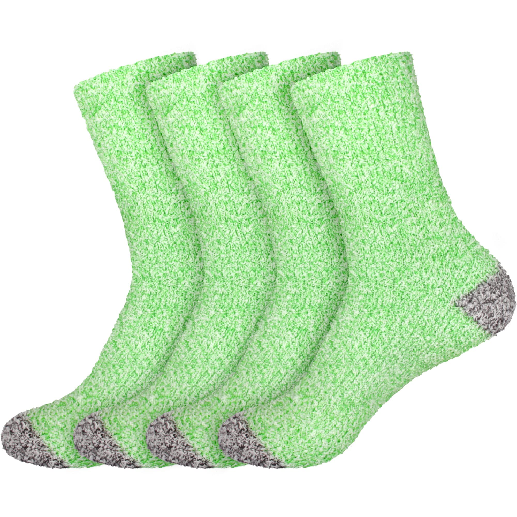 BambooMN Women's Soft Fuzzy Warm Cozy Striped Solid Socks - 4 Pair Value Packs