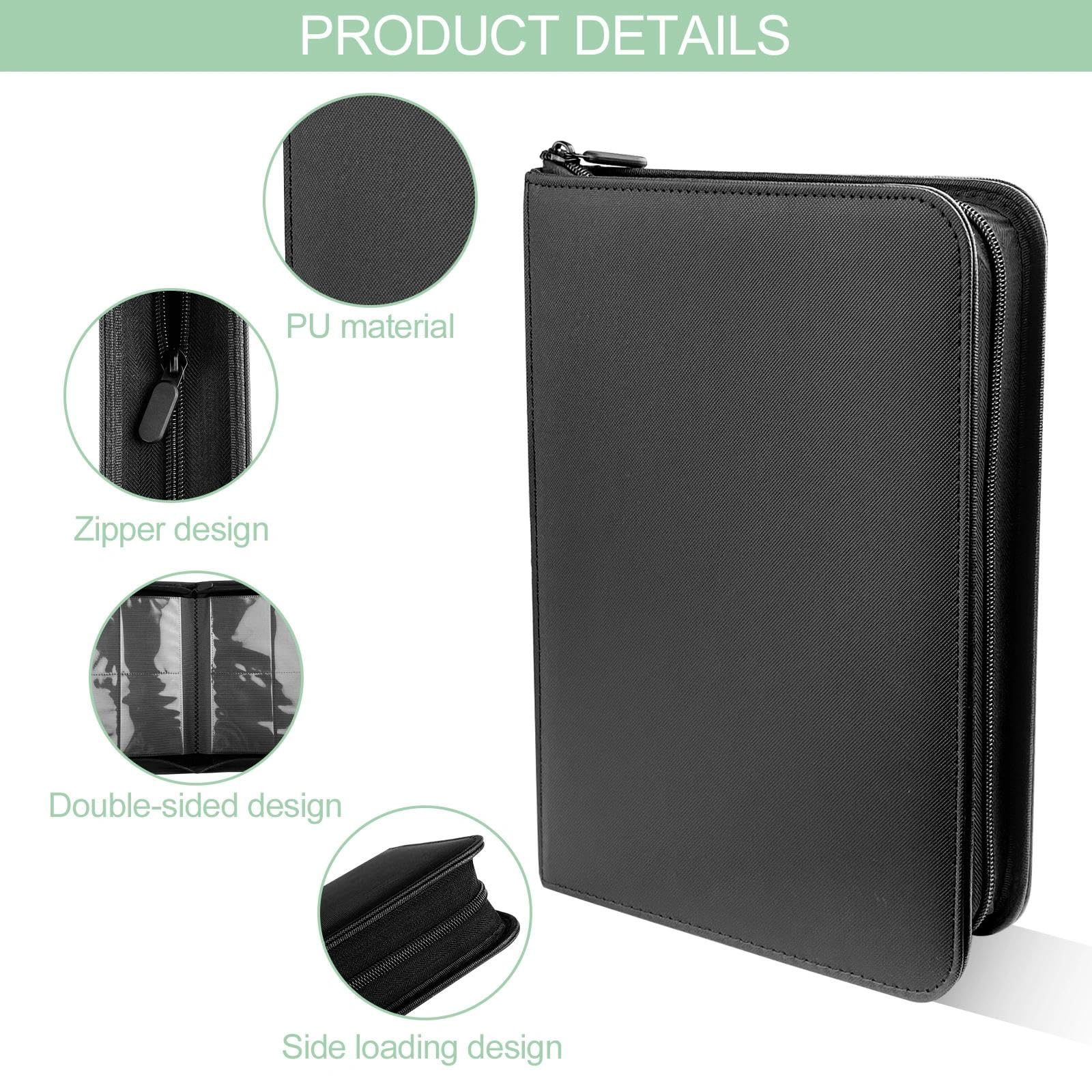 Álbum De Cartas Coleccionables Dromzen – 128 Ranuras Con Cremallera, Impermeable Y Resistente (16 Páginas)