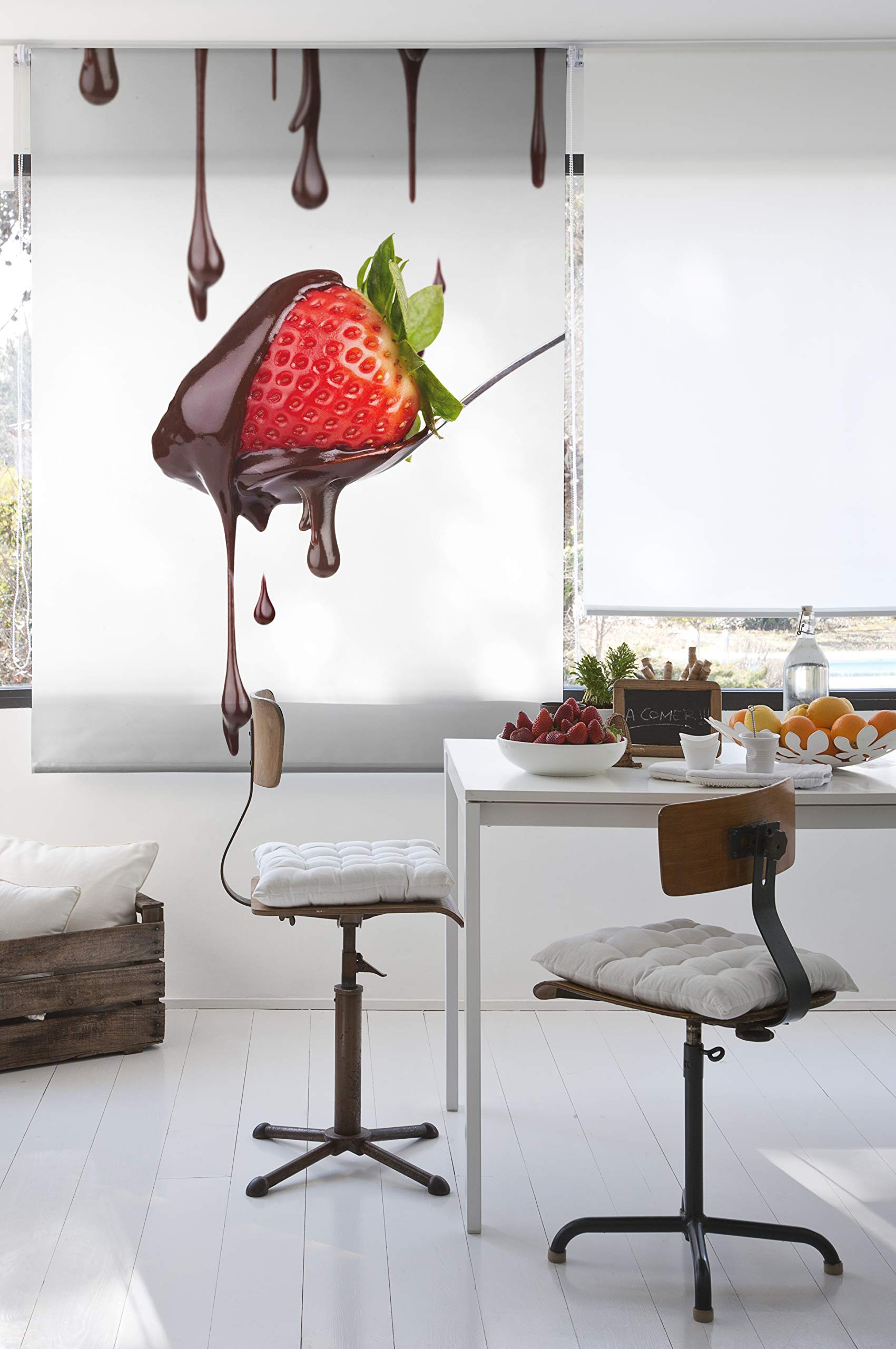 Estoralis | Cuisine | Store Enrouleur | sans Outil Tissu translucide imprimé | C-1068 | 45 x 150 cm. (Largeur/Hauteur) Taille du Tissu 42 x 150 cm. | Stores pour fenêtres et Portes