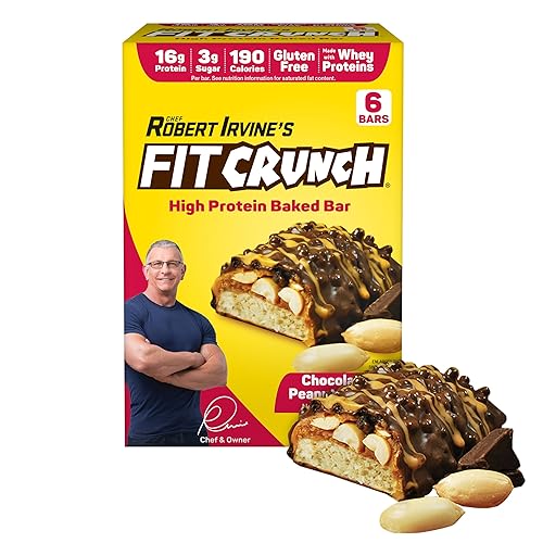 Miniatura 9 de FITCRUNCH Barras de proteínas de tamaño aperitivo, diseñadas por Robert Irvine, la única barra horneada de 6 capas del mundo, solo 0.11oz de azúcar