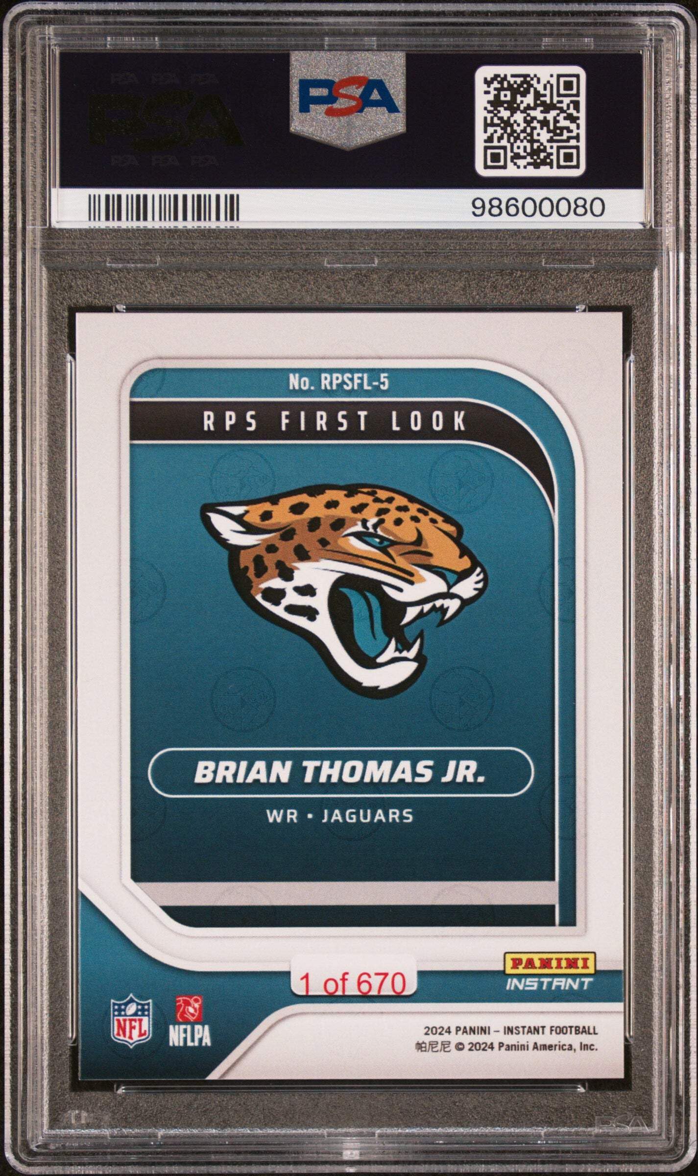 Amazon.com: Graded 2024 Panini Instant NFL Brian Thomas Jr #RPSFL5