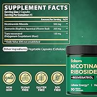 Vista 2 de Satoomi Suplemento NAD con ribósido liposomal de nicotinamida 900 mg NR, resveratrol, quercetina - 90