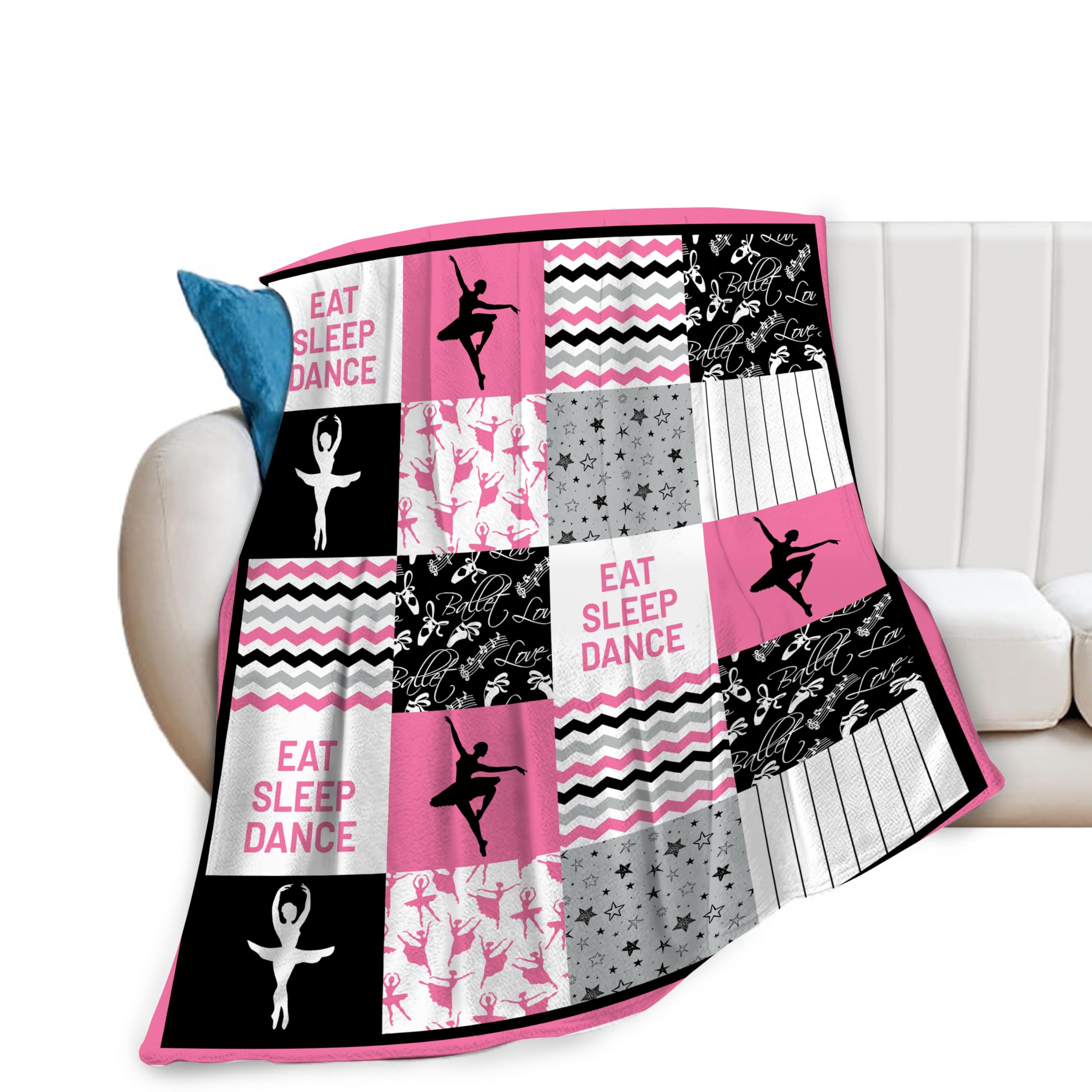 banonaty Dance Blanket Ballet Throw Blanket Cozy Fleece Flannel Plush Bedding Dancer Gifts for Girls Women Teacher Team for Couch Sofa Bed Decor 40"X50"