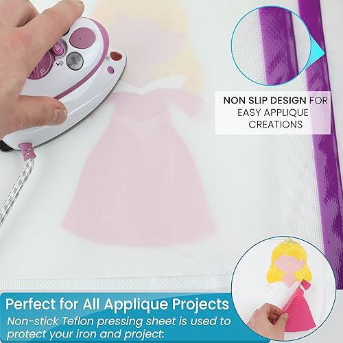 Miniatura 5 de Alfombrilla de fusión de apliques de 17 x 24 pulgadas (16.9 in x 24.0 in) con hoja de prensado de apliques adicionales y práctico tubo de