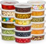 Deli Food Containers with Lids - 8 oz 60 Sets- Ideal for Food, Snacks, Takeout, Meal Prep - 1 Cup Small Durable Clear Containers for Food - Stackable and Durable, Freezer, Dishwasher & Microwave Safe