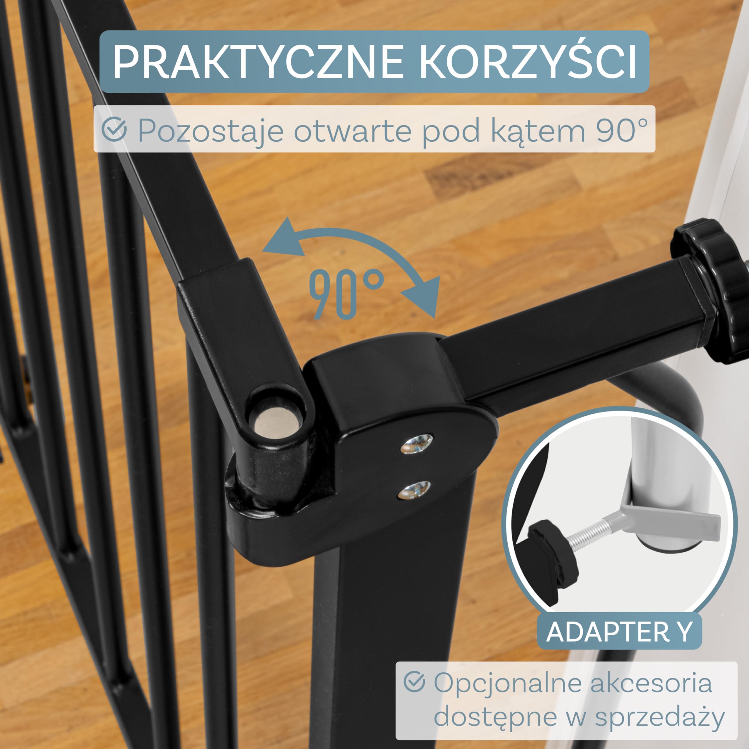 ib style Berrin 58-75 bramka ochronna na drzwi - bramka na schody dla dzieci, samozamykająca się, nie wymaga wiercenia, bezpieczna dla dzieci, 58-66 cm, czarny