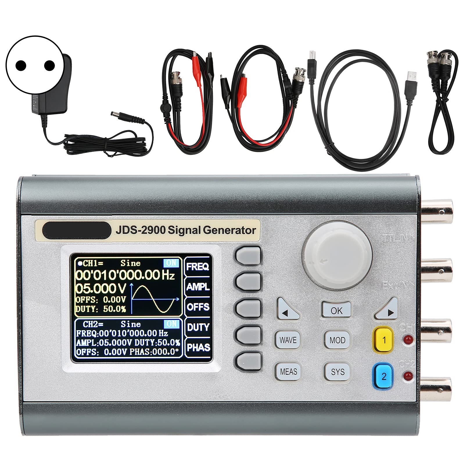 YWBL-WH DDS -Signalgenerator, Hohe Genauigkeit Dual Channel Willkürliche Wellenformfrequenzmesser 50 MHz Ausgang für Elektronische Enthusiasten (EU-Stecker)