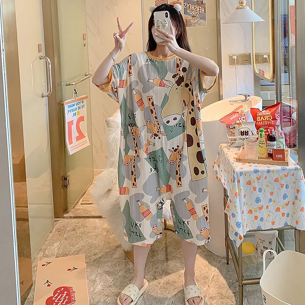 韓国 パジャマ ワンピース かわいい レモンストライプ Amazon | [TOWYYO] パジャマ レディース かわいい キリン柄 2Way