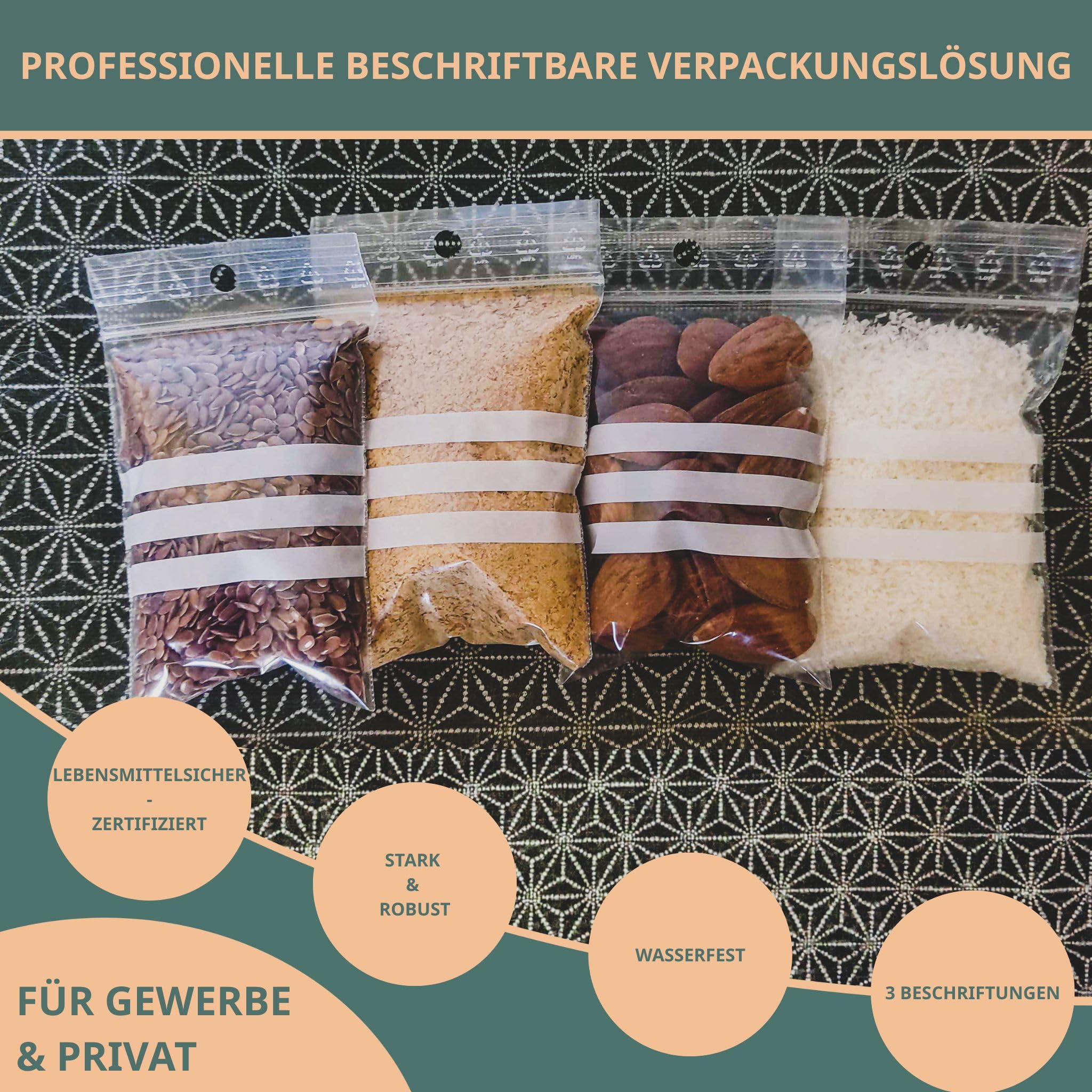 PACKY - Zip Beutel 10x15 cm - 1000 Stück - Druckverschlussbeutel 3 Streifen - Transparent