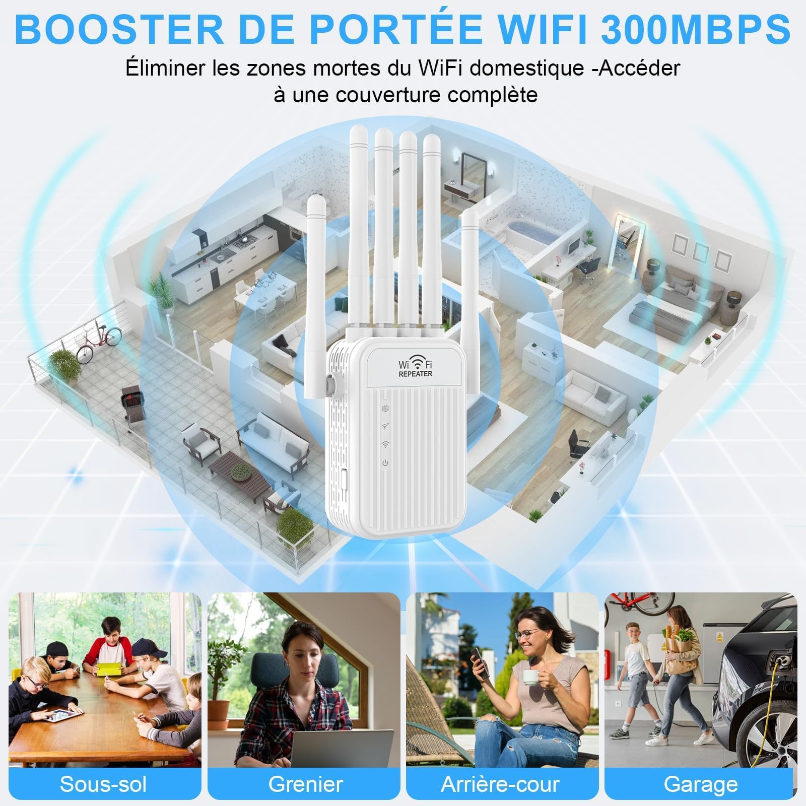 Répéteur WiFi Puissant, Amplificateur WiFi, 6 Antennes Haut Gain Couvrant Une superficie de10000 m², Répéteur/AP Mode,2 Ports LAN, Repeteur WiFi pour la Maison et Le Bureau-11