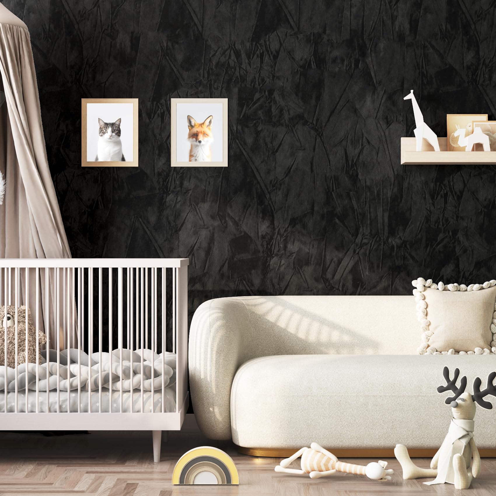 ReWallpaper Papel Pintado Autoadhesivo Terciopelo Negro 60CMx5M Rollo Adhesivo Terciopelo Negro Vintage Forrar Muebles Adhesivo Cajones Armarios De Ropa Papel Pared Terciopelos Tela Salon