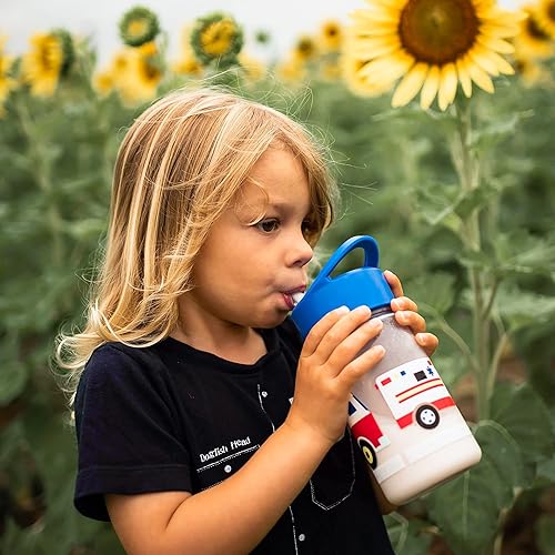 Miniatura 2 de Wildkin Kids Botella de agua reutilizable de 16 onzas para niños y niñas, cuenta con parte superior de paja y asa de transporte, tamaño perfecto