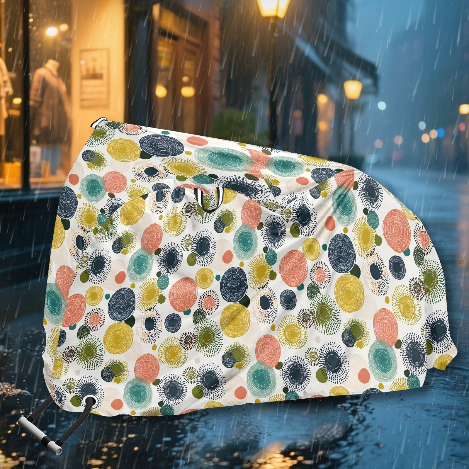 Pokrowiec na rower, wodoodporny, outdoorowy, rowerowy, motorower, wytrzymały, wiatroszczelny, ochrona przed słońcem, do roweru górskiego, szosowego, w stylu boho, wzór cętkowany