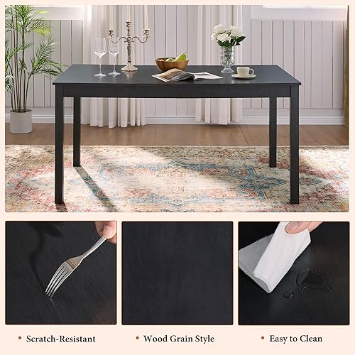 Miniatura 4 de AMERLIFE Juego de mesa de comedor de granja de 7 piezas con 6 sillas tapizadas, juego de mesa de comedor y sillas de 60 pulgadas que ahorran espacio