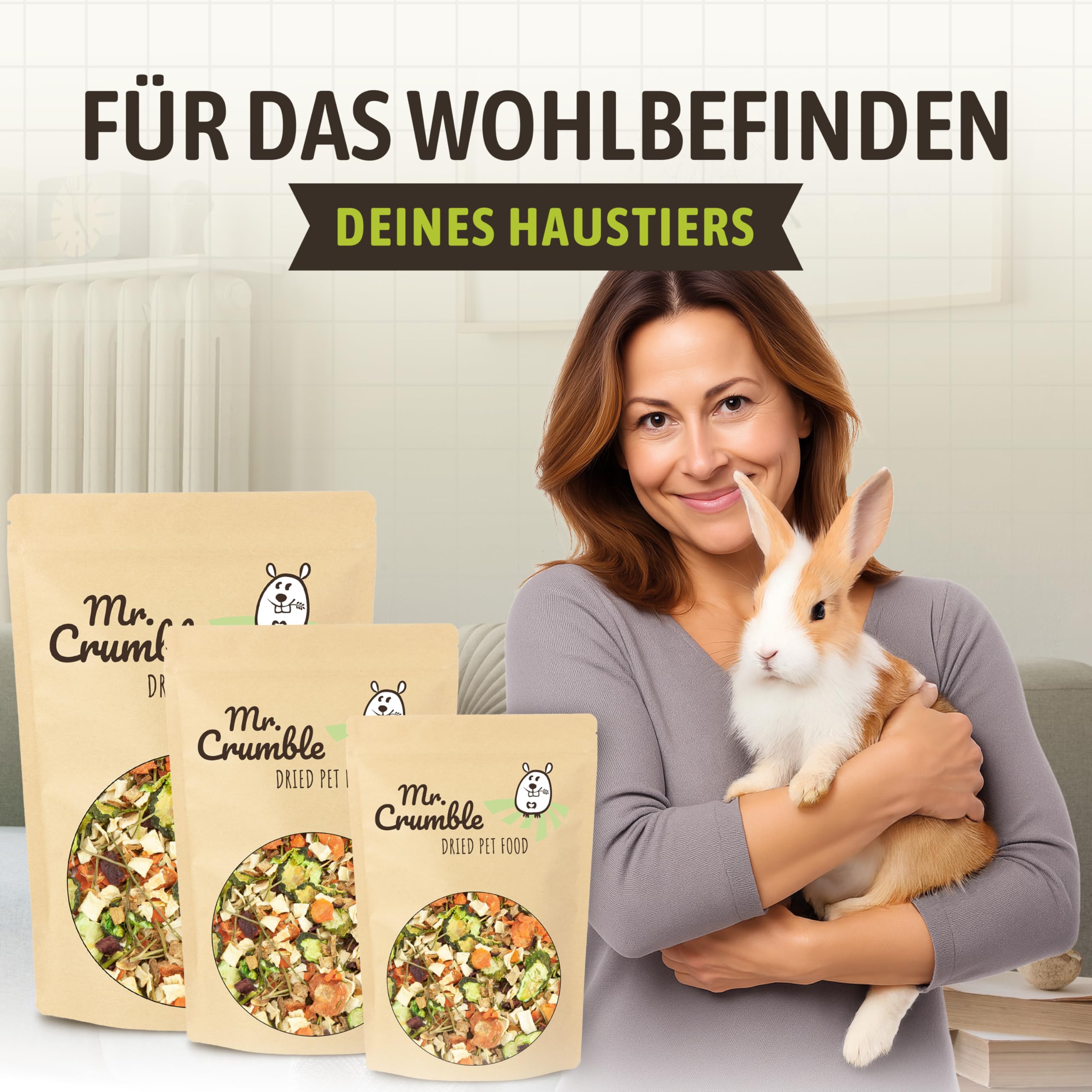 Mr. Crumble Gemüsegarten – Getrocknetes Gemüse mit Kräutern für Kaninchen, Meerschweinchen & Nager – 100 % natürliches Ergänzungsfutter – Ohne Zusätze – Gemüse-Mix 5 kg