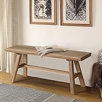 Wnutrees 39" Rustic Farmhouse Solid Wood Bench for Dining Room & Entryway - Indoor Seat, Easy 10-Min Assembly, Natural Finish