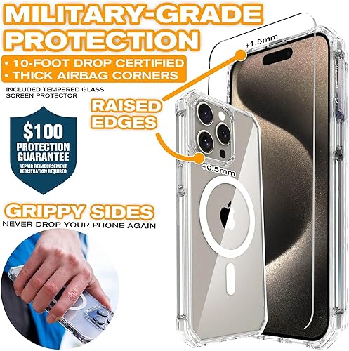 Miniatura 3 de Scooch Funda MagSafe para iPhone 15 Pro Max con protector de pantalla MagCase iPhone 15 Pro Max, protección contra caídas de grado militar (jardín