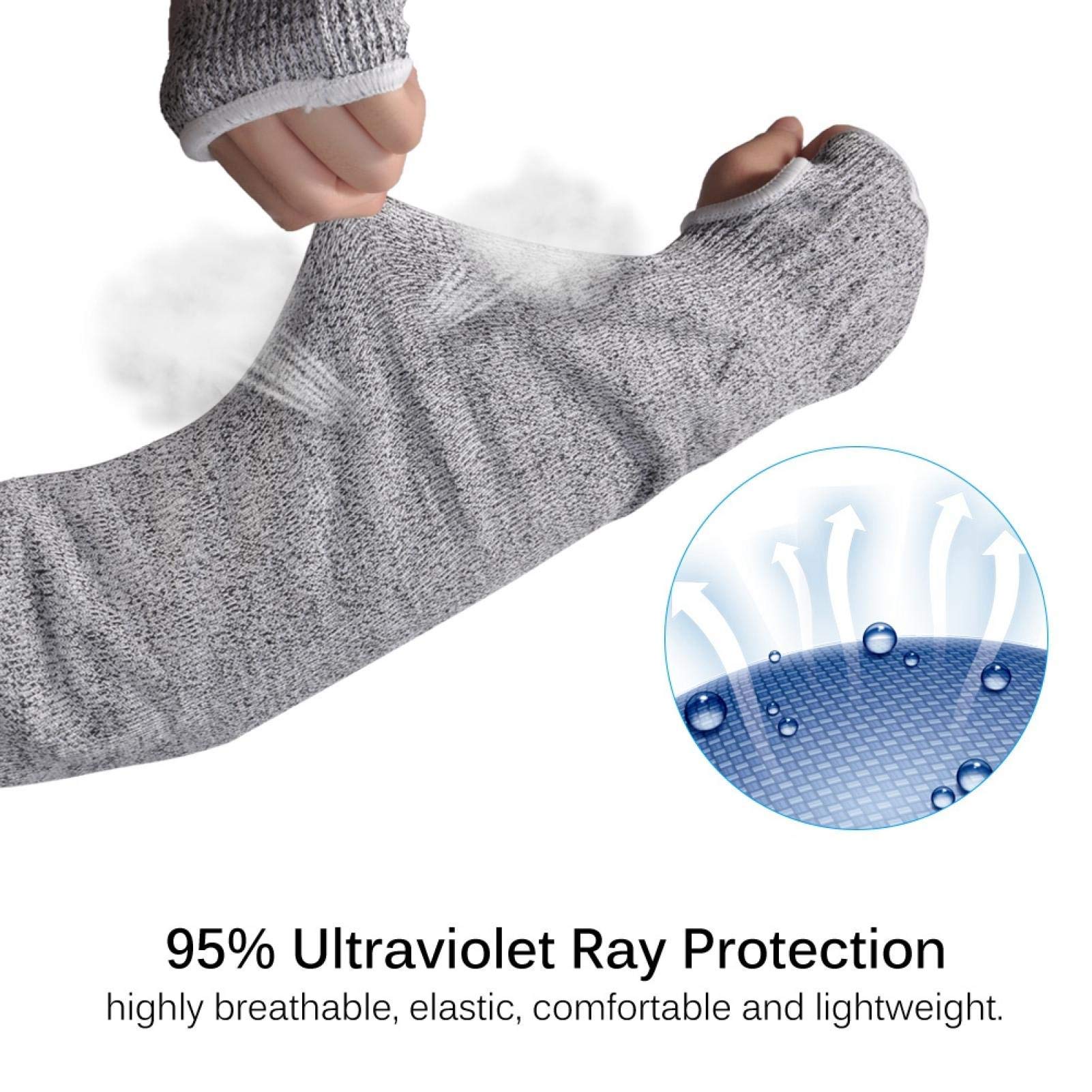 Manchons en tricot résistants aux coupures, 45cm/17,71 po manchons de protection pour le jardinage avec trou pour le pouce protège-bras résistant aux perforations pour les travaux à haut risque