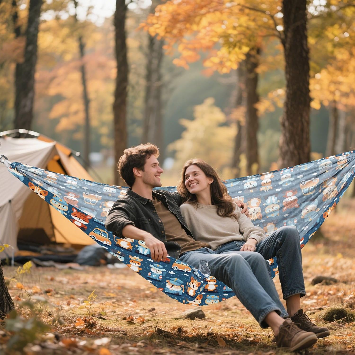 ALAZA Car Cat Camping Hammocks Single or 2 Person 500 lbs Portable Parachute Travel Hammock w/Tree Straps for Hiking Backpacking Indoor Outdoor