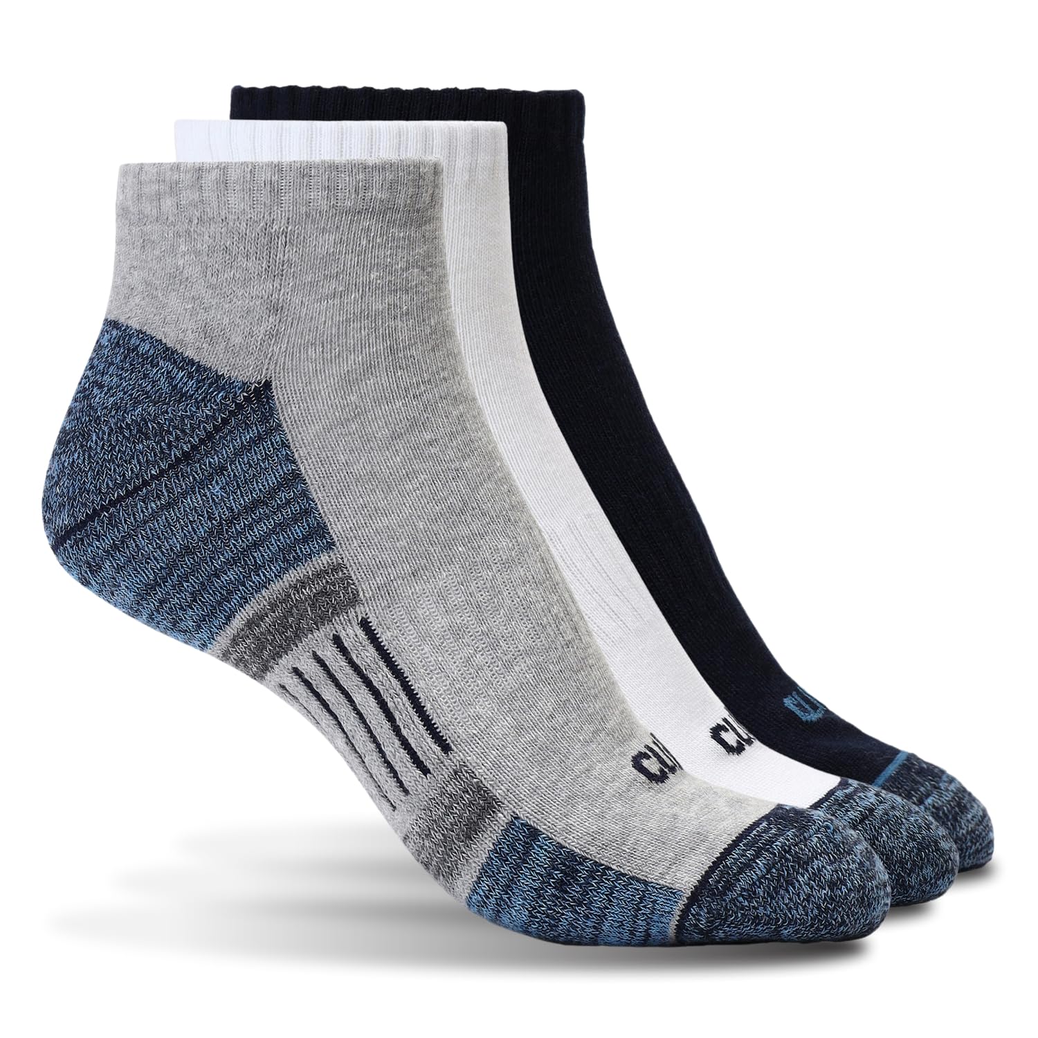 CULT Women's Sports Low Ankle Cotton Socks - Ultra Soft, Anti-Microbial, Moisture-Wicking, Pack of 3 (Grey, White & Black)