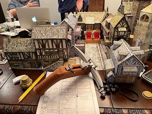 Miniatura 3 de MunnyGrubbers - Rodillo de dados de ballesta - (Mármol) - (Juego de 7 dados D20 al azar incluido) - RPG de mesa - Soporte para dados - Popper de