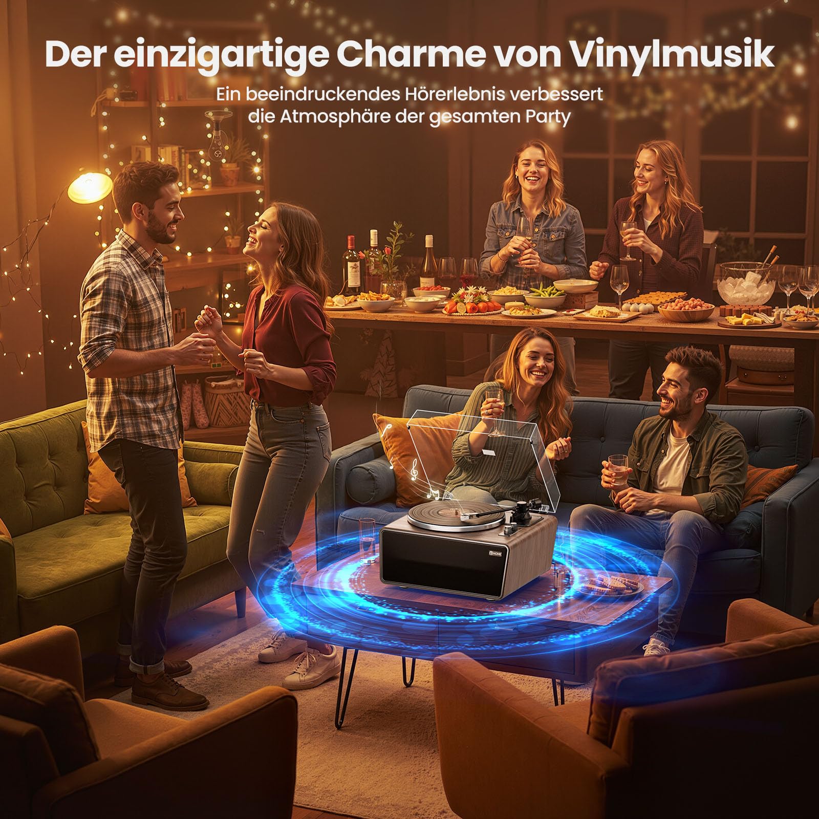 All in One Plattenspieler mit 4 Stereo Integrierten Lautsprecher,Hi-Fi Schallplattenspieler,Vinyl Record Player Bluetooth,USB PC Digitaler Ausgang,Phono Vorverstärker,AT-3600L,33/45U/min