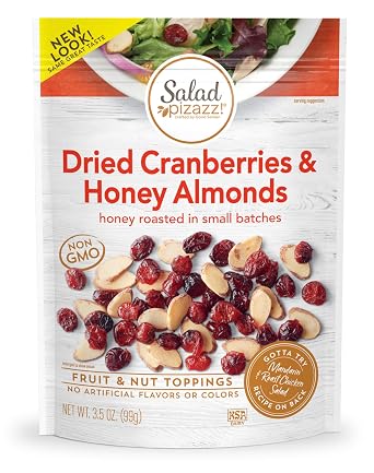 Salad Pizazz! Almond Toppings, Honey Roasted with Cranberries - Snack Mix and Salad Topping - 3.5 Ounce 3.5 OZ Resealable BagPackage May Vary