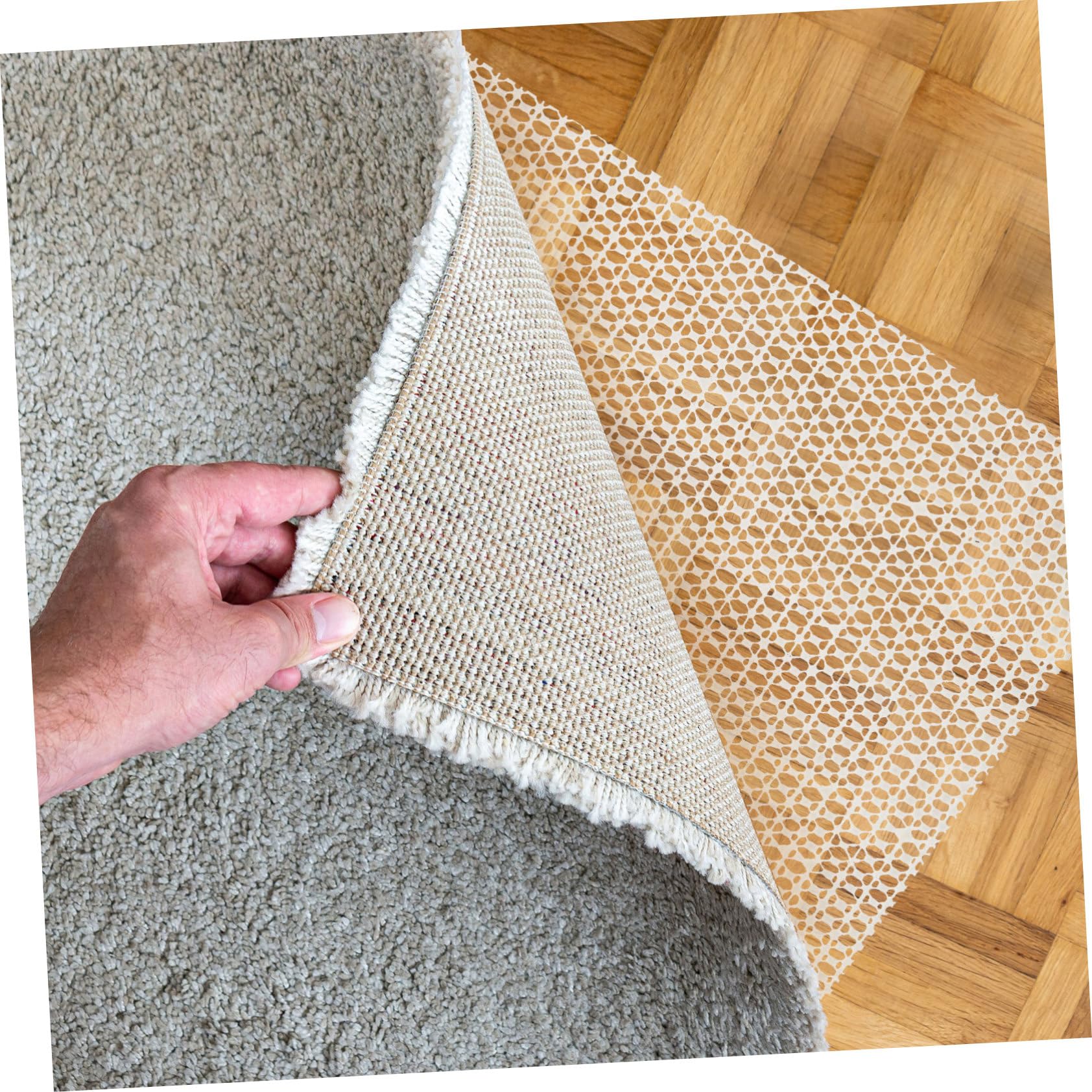 Sewroro -Tapis Antidérapant en PVC Blanc 200x300cm pour Moquette, Protège Le Sol et Empêche Le Glissement, pour Tapis de Salon