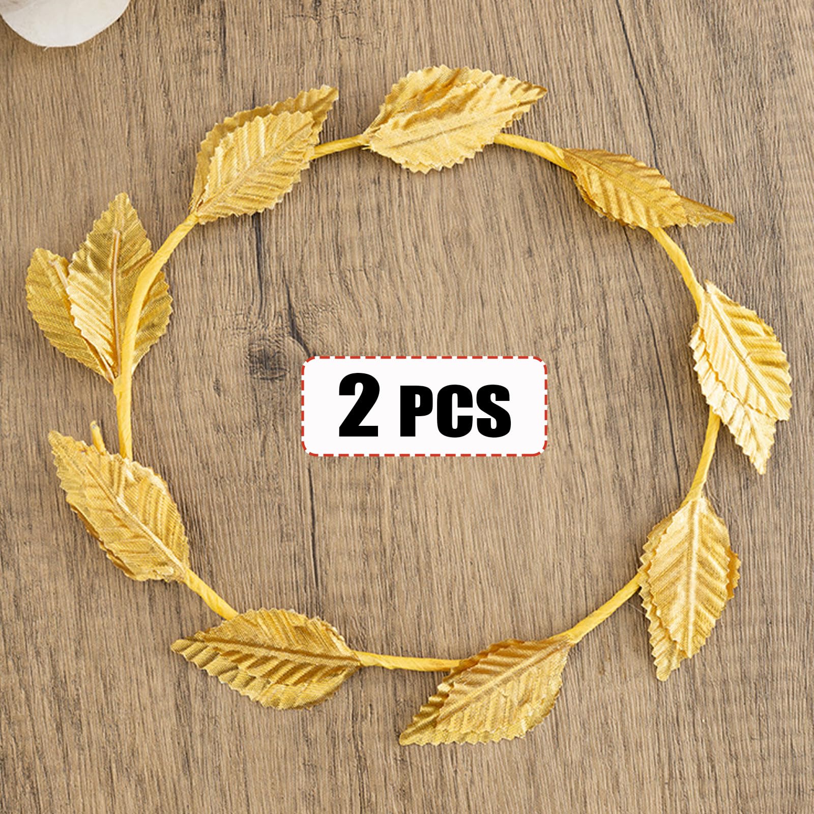 2-Piece Gold Leaf Headband, Roman Leaf Crown, Gold Leaf Head Ring - Image 2