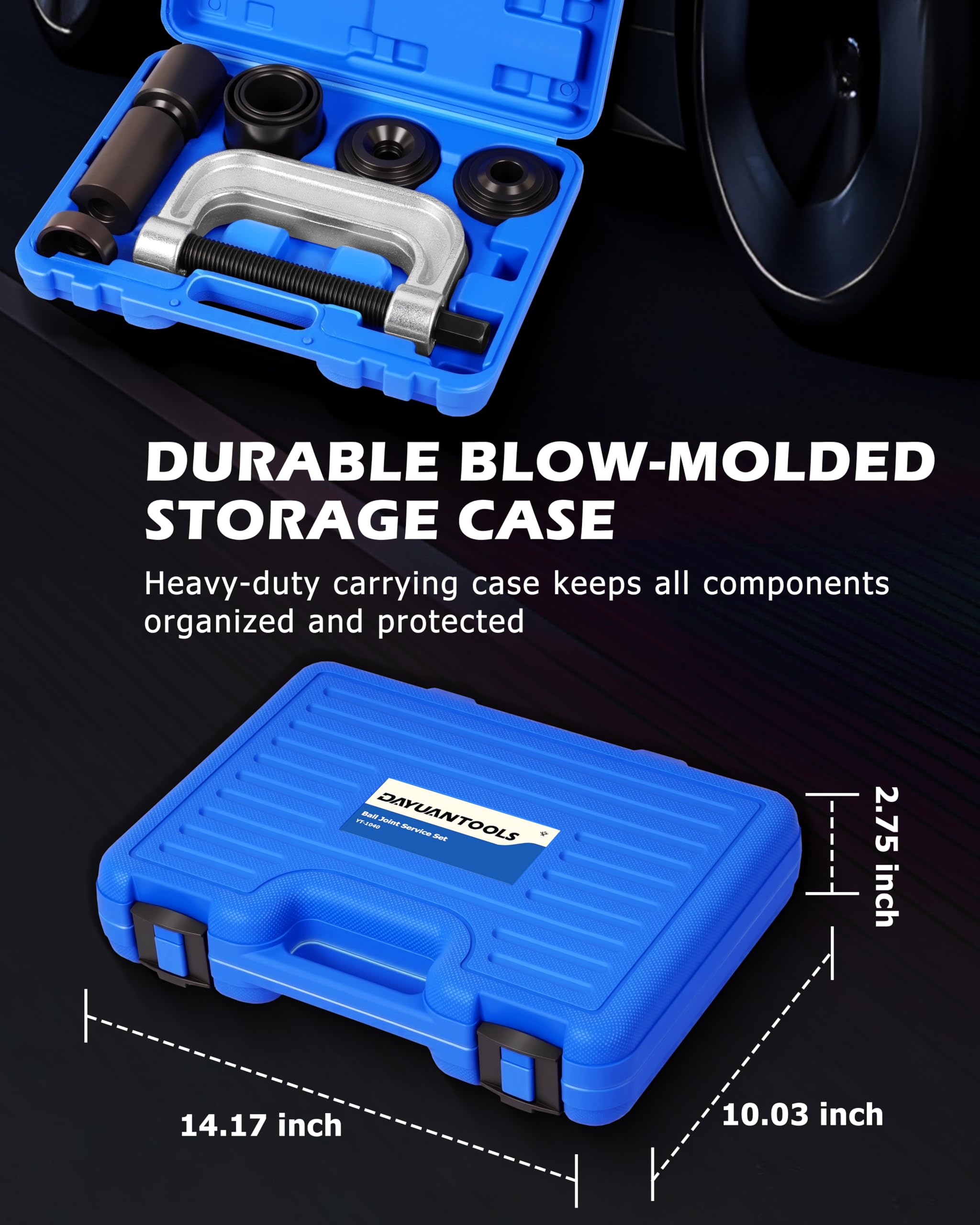 Kit de prensa de rótula y herramienta de extracción de juntas de cardán DAYUAN con adaptadores para 4x4 para la mayoría de coches y camiones ligeros con tracción en 2 y 4 ruedas con estuche de