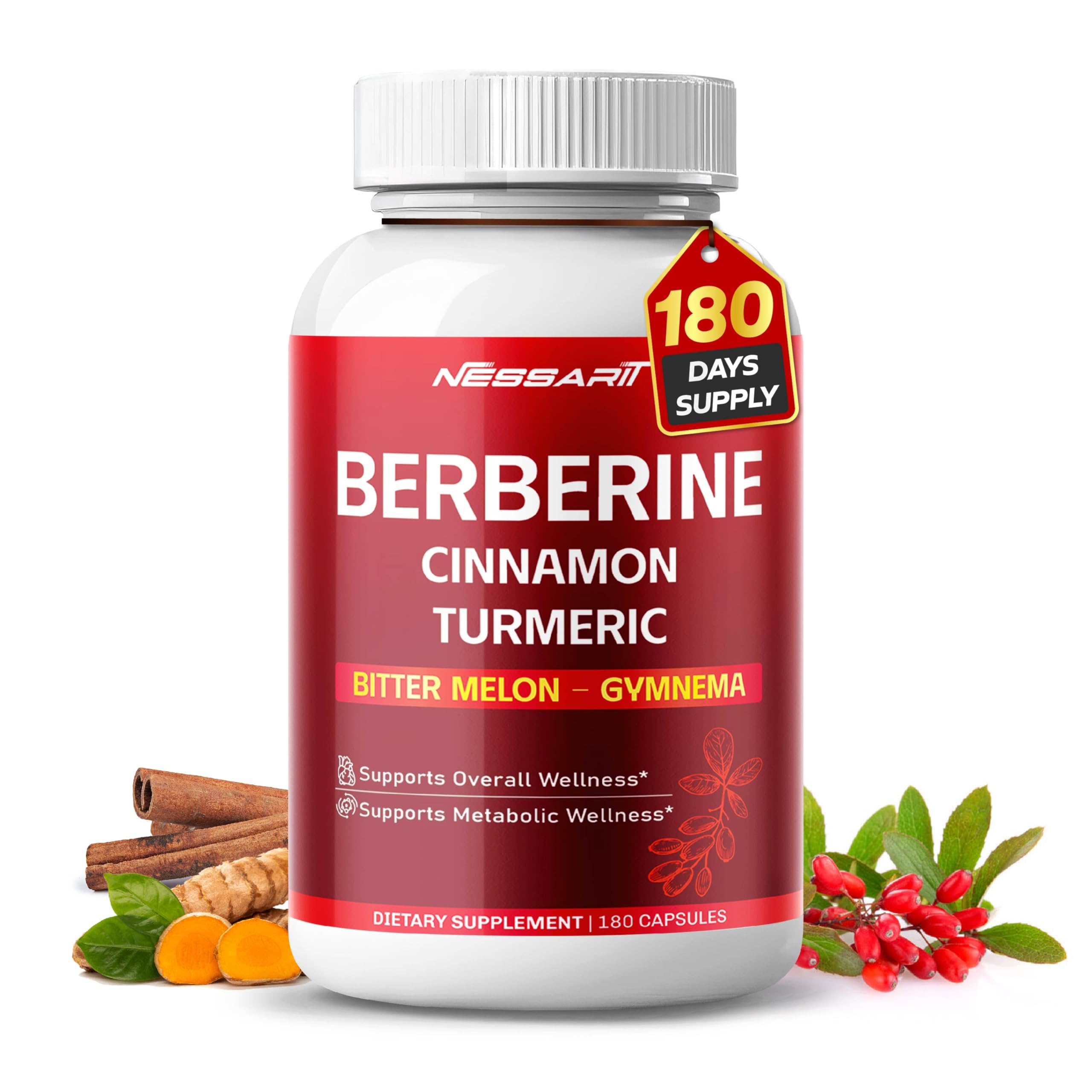 Complete 13-in-1 Berberine with Cinnamon & Turmeric, 180 Capsules 180 Count (pack of 1)