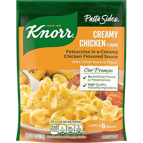 Knorr Pasta Sides Creamy Chicken For Delicious Quick Pasta Side Dishes No Artificial Flavors, No Preservatives, No Added MSG 4.2 oz