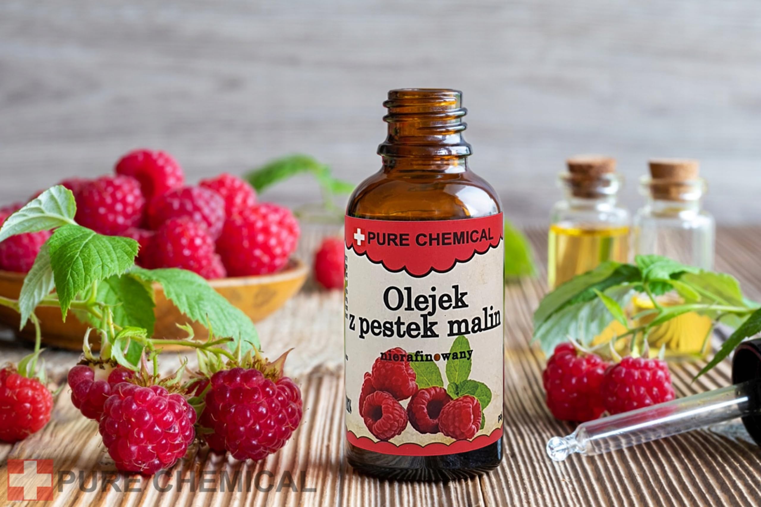 PURE CHEMICAL - Organiczny Olej z Nasion Malin 30ml - Tłoczony na zimno - 100% Czysty Olej z Nasion Malin - Nierafinowany - Naturalna Pielęgnacja Skóry - Włosów (30ml)
