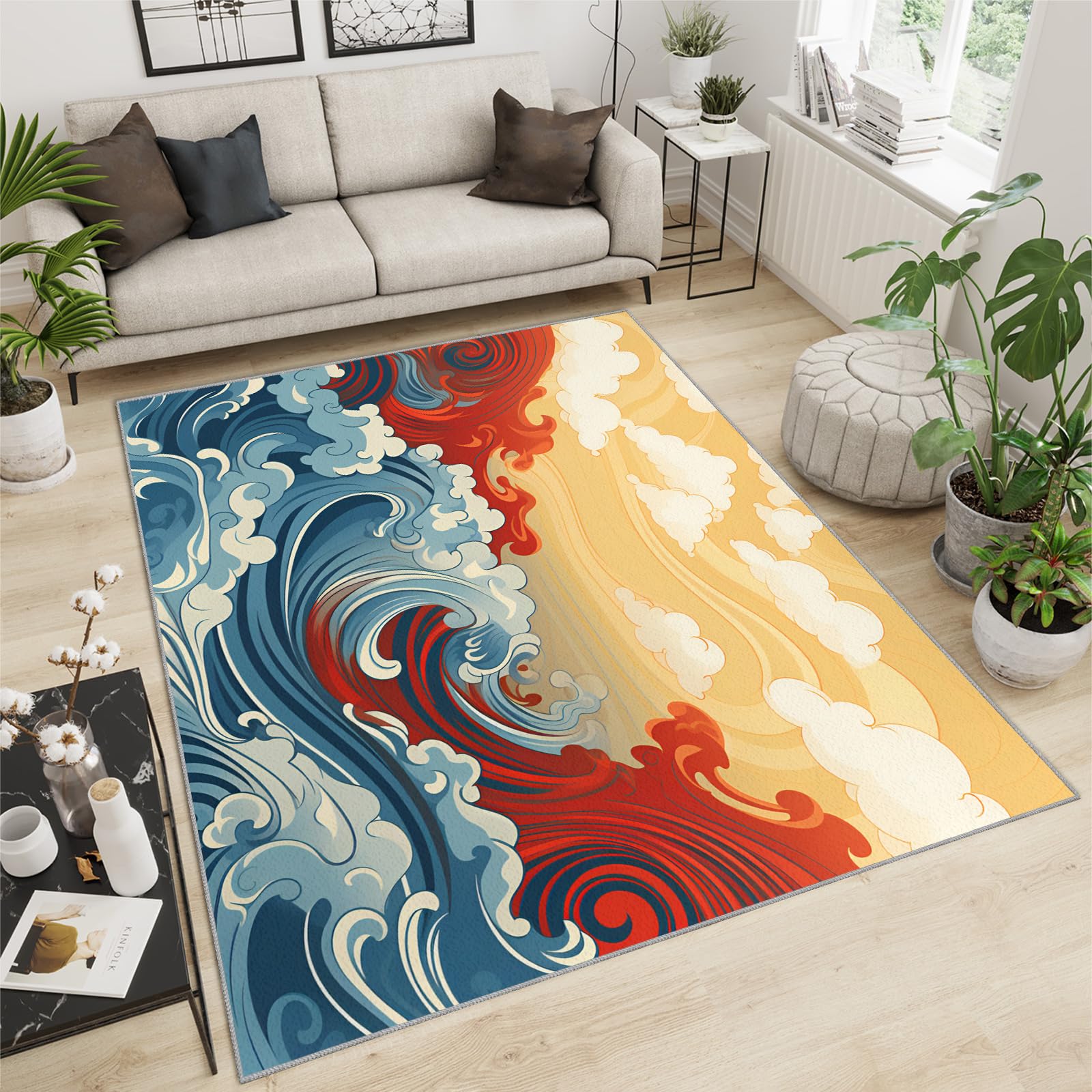 Amazon.com: Japanese Wave Rug - 2x3 Rug, Cartoon Area Rugs for