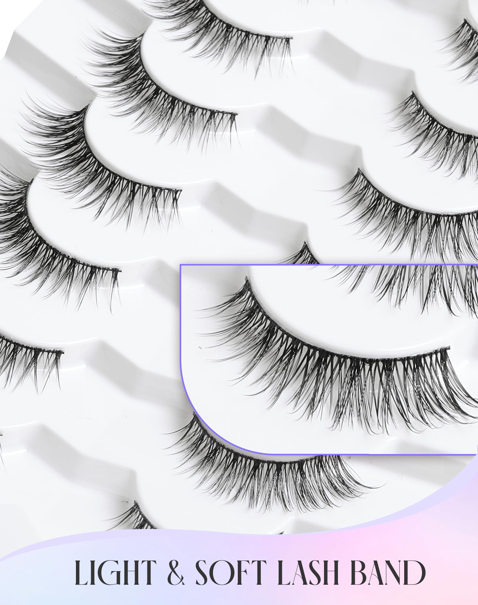 Ukrizi Natural Lashes Wispy Eye Lashes Pack - Natural Look False Eyelashes - 13mm K36 - Black - Synthetic Fibers - Pair - 7 Count - Image 3