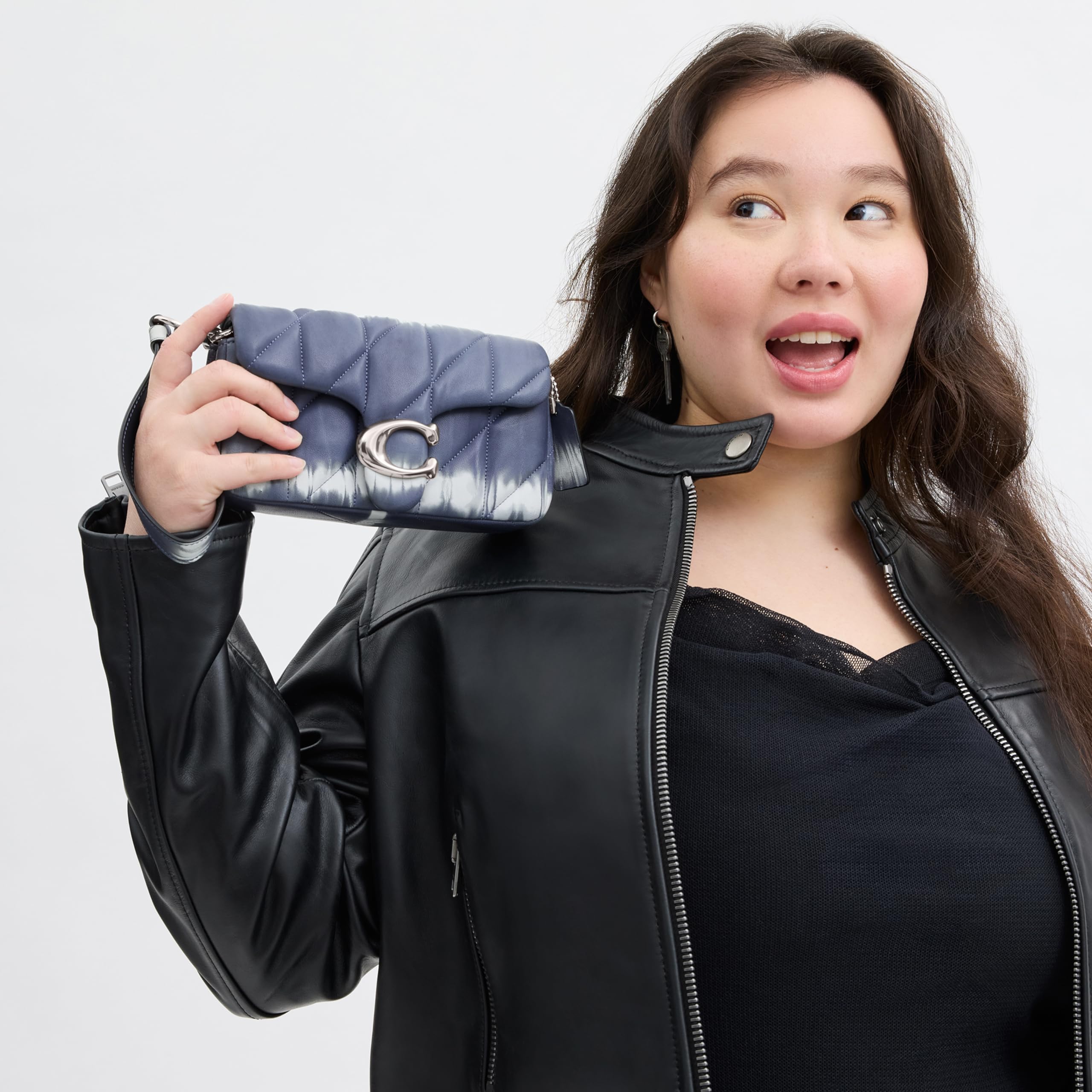 COACH Polished Pebble Tabby Wristlet Black One Size