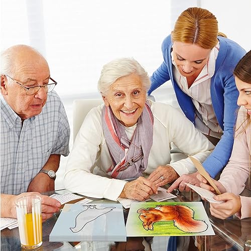 Miniatura 6 de 20 piezas de productos de demencia para ancianos con 1 pincel de pintura con tema de animales, juguetes reutilizables para pintura al agua, juguetes