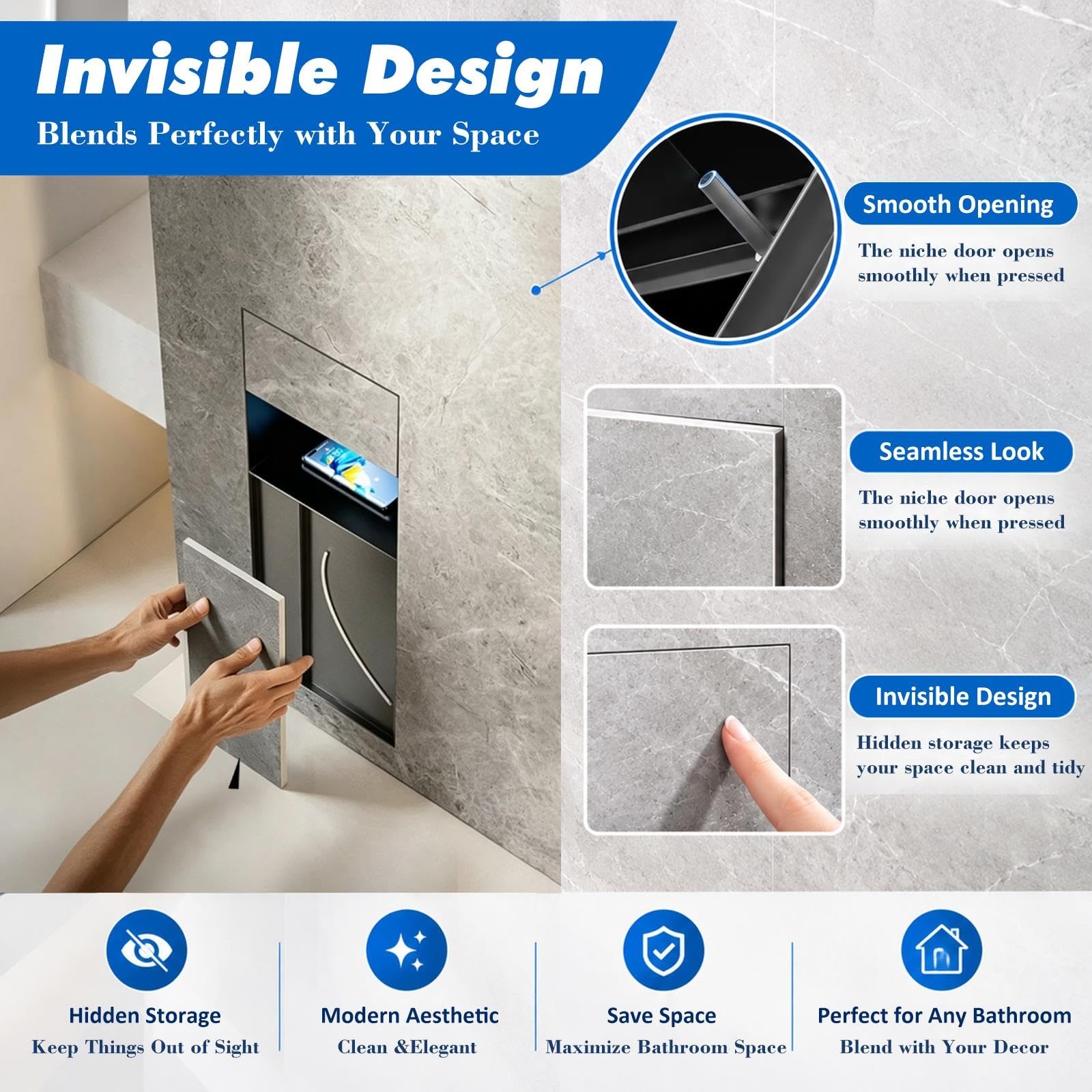 Nicho Ducha Empotrable Portarrollos Papel Higiénico Baño Pared