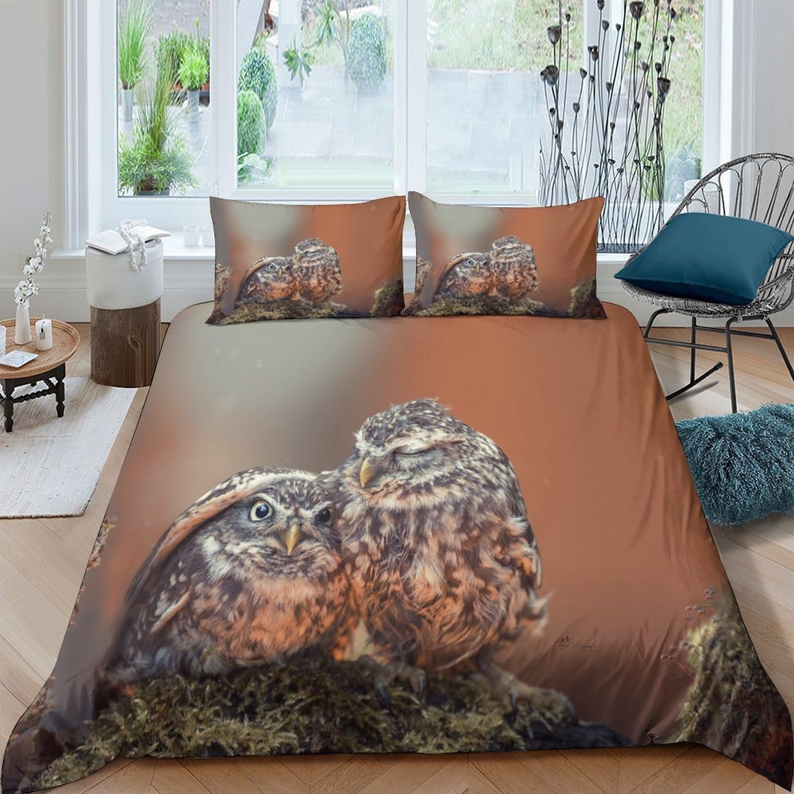 Ctjqhvkz Style-3 3D Printed Brown Owl Fitted Sheet Microfiber Artistic Forest Animal Mattress Cover For Bedroom Dorm Use Single（135X200cm）