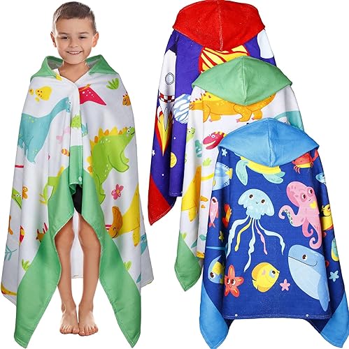 3 toallas grandes con capucha para niños de 30 x 50 pulgadas, toallas de baño con capucha para niños y niñas de 3 a 10 años, suaves y absorbentes,