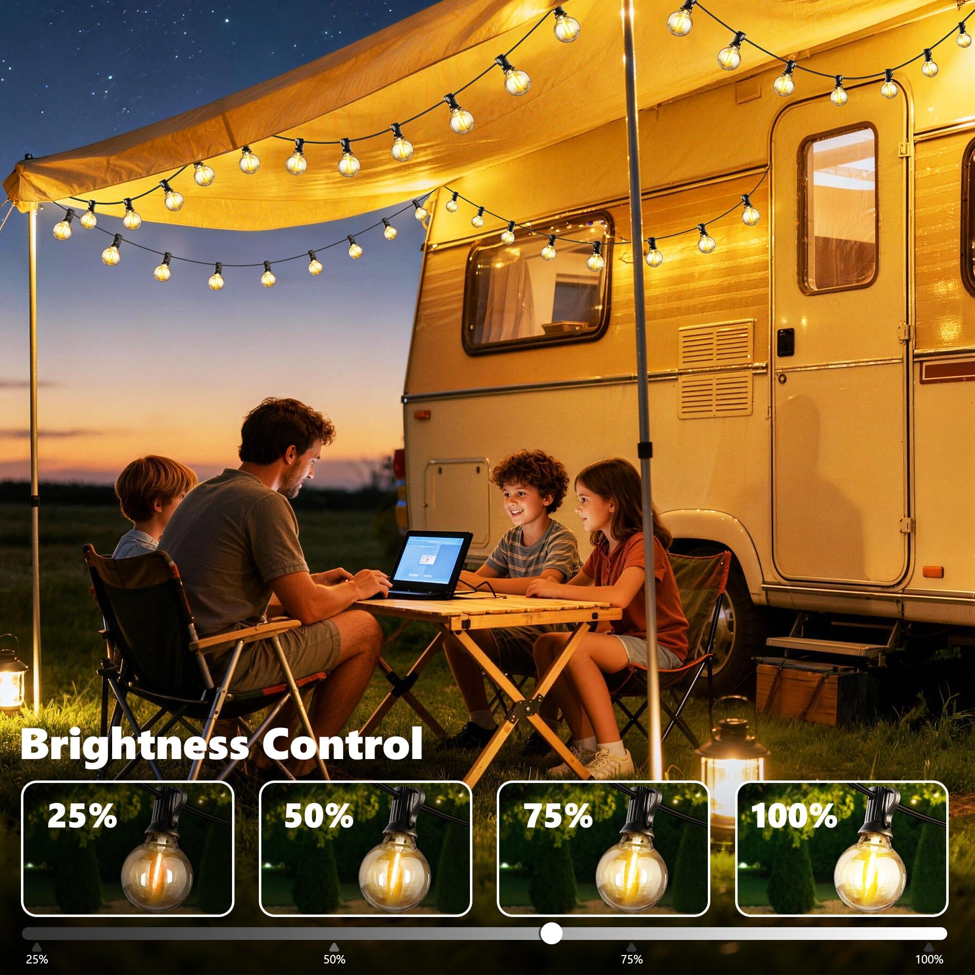 Joomer Guirnalda Luces Exterior, 20M Guirnaldas de Luces Exterior con 27+1 G40 Bombillas, 3 Modos Impermeable Luces Led Interior con Enchufe para Jardín, Patio, Café, Fiesta, Terraza