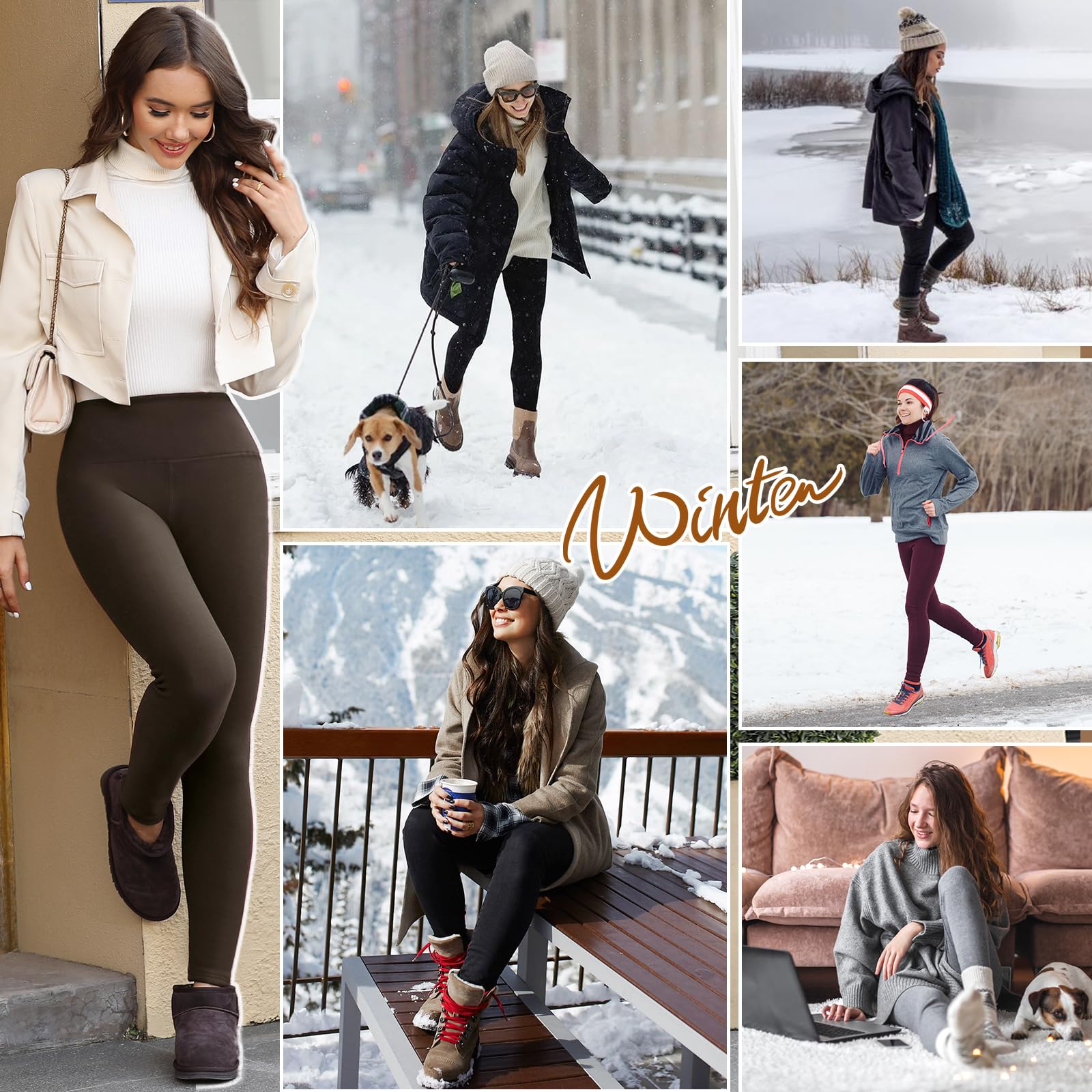 Voqeen Leggins Felpati Donna Leggings Elastici Morbido Invernali Termici Donna Collant Felpati Termiche a Vita Alta