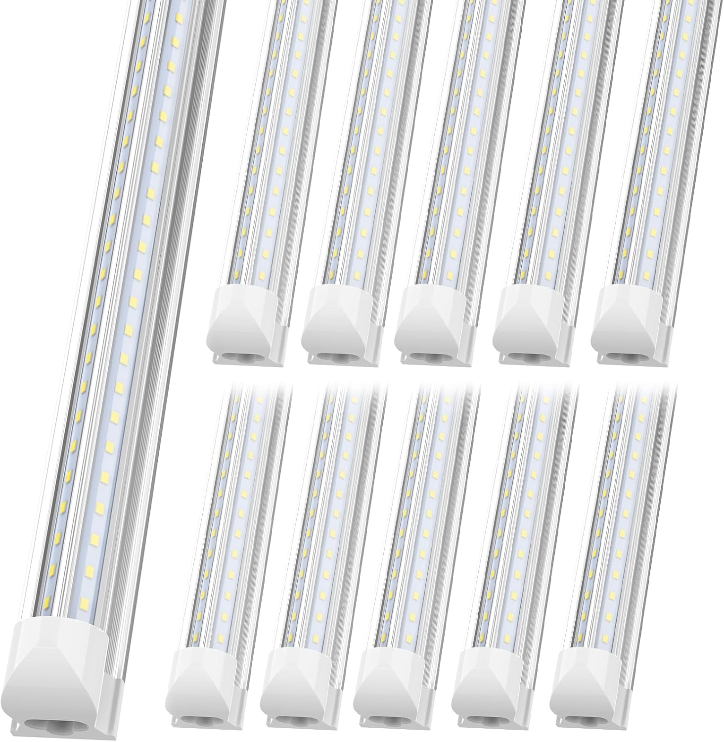 JESLED 8ft LED Shop Lights 10-Pack, 100W T8 15000LM 6500K