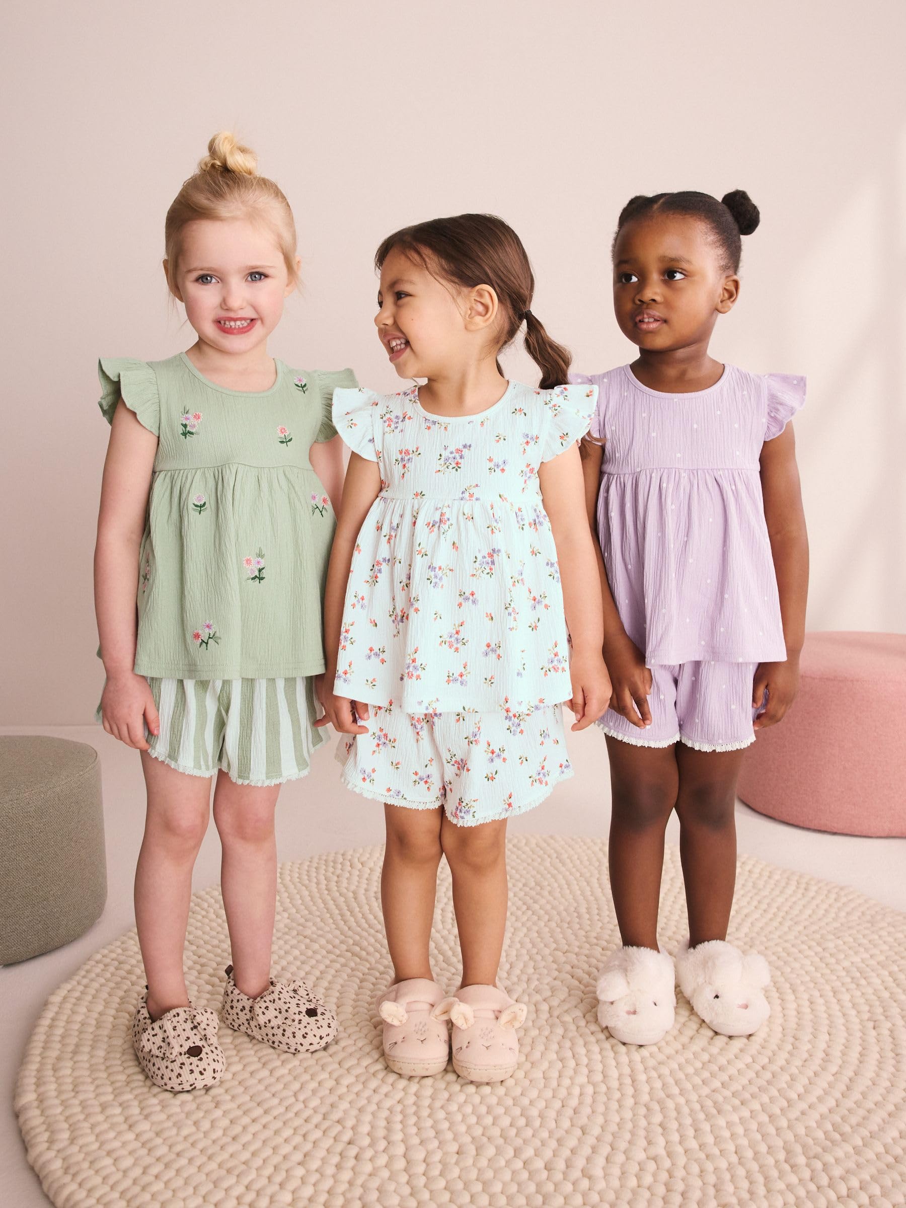 NEXT Ragazza Confezione da 3 Pigiami Corti Comodi | Bambino, Standard, Mid Rise, Pull On